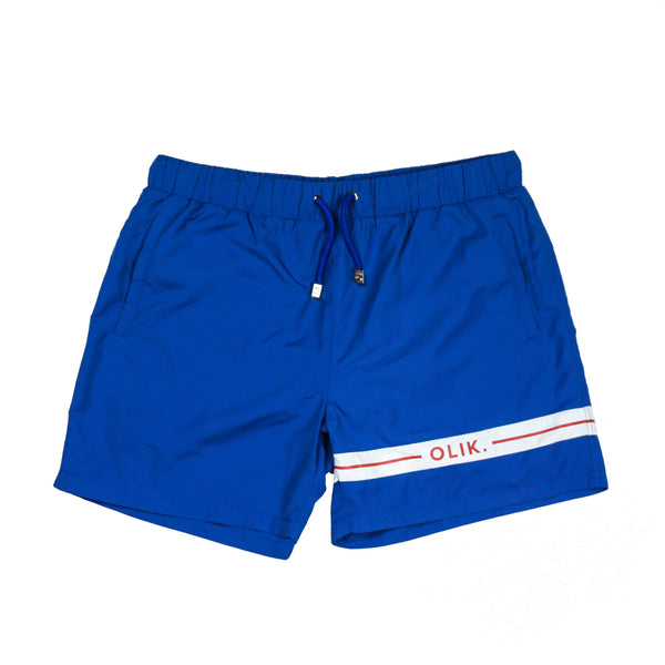 Olik Swimwear Shorts Elasticated Retro Stripe Bottoms - Blue