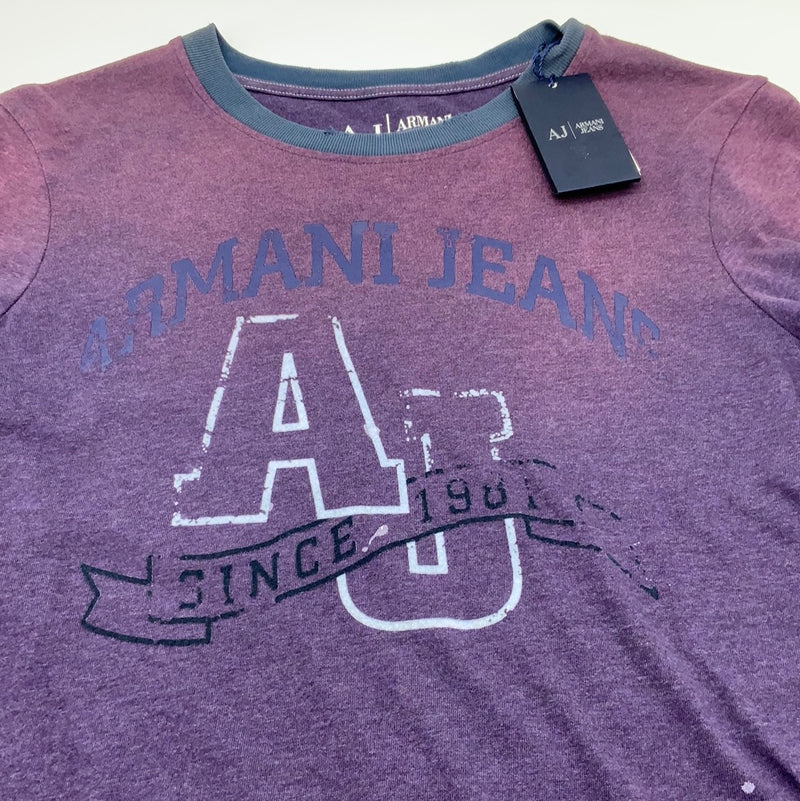 Armani Jeans AJ 81 100% cotton regular long sleeves Fit print T in purple L6H61 5Y