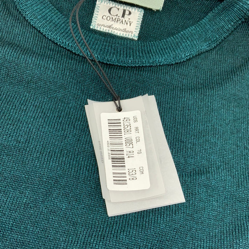 CP Company Under Sixteen 100% Lana Wool Jumper in Green V0057