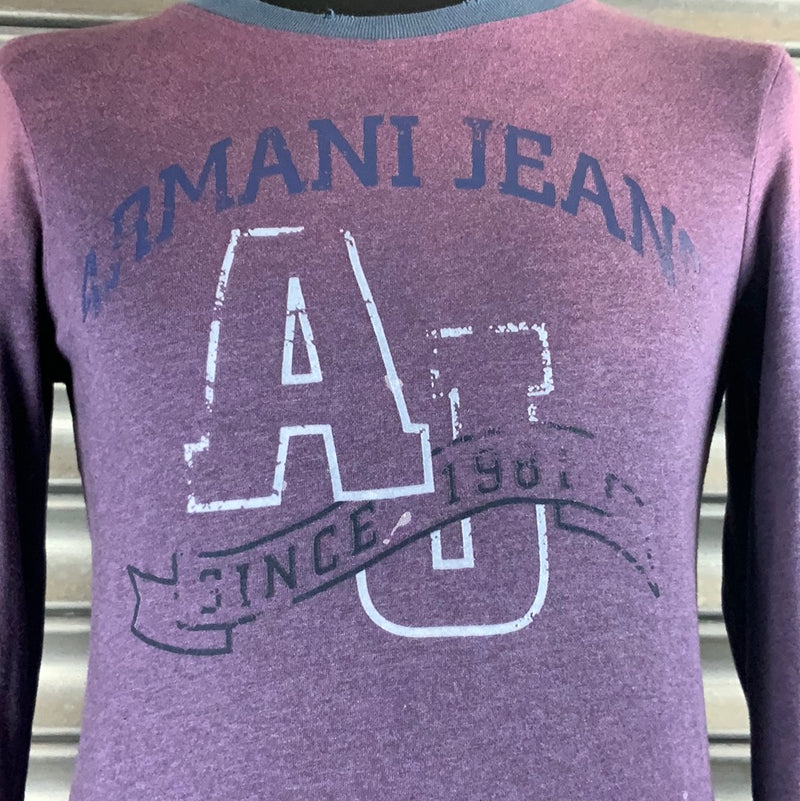 Armani Jeans AJ 81 100% cotton regular long sleeves Fit print T in purple L6H61 5Y